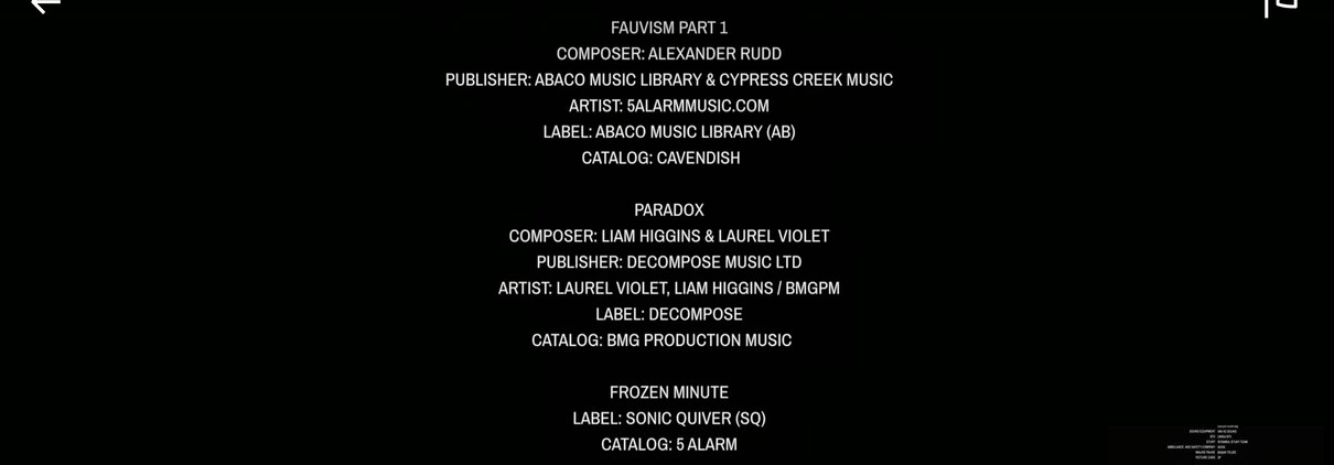 End-credits of Another Self crediting “Paradox” — Liam Higgins & Laurel Violet
